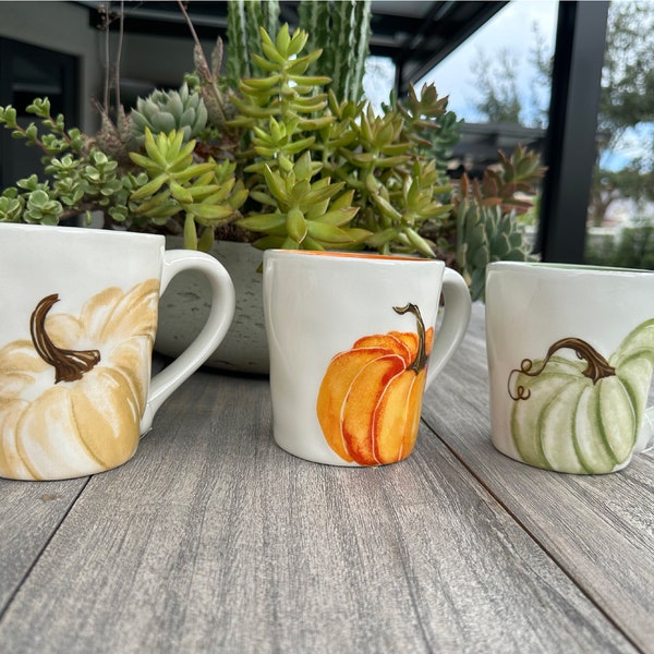 Pumpkin Mug, Fall Thanksgiving Cup, Pumpkin Tidbit Plate