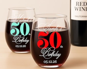 40th Birthday Wine Glass, Personalized Birthday Wine Glass, Custom 40th Birthday Gift, Stemless Wine Glass For Women