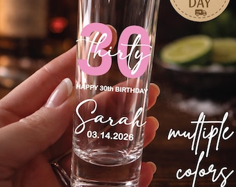 Personalized Birthday Shot Glasses - Custom Party Favor - Happy 30th Birthday Shots - 21st Party Shots