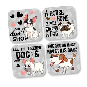 Funny Dog Coasters, Custom Puppy Designs, Personalized Birthday Gift