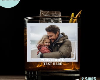 Custom Photo Whiskey Glass – Personalized Beer Mug with Picture and Text, Gift for Dad, Dog Mom Wine Glass, Anniversary, Birthday, Retired