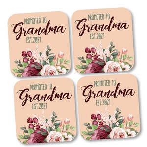 Promoted to Grandma Coasters, Mother’s Day Gift, Godmother Aunt Funny Birthday Gift