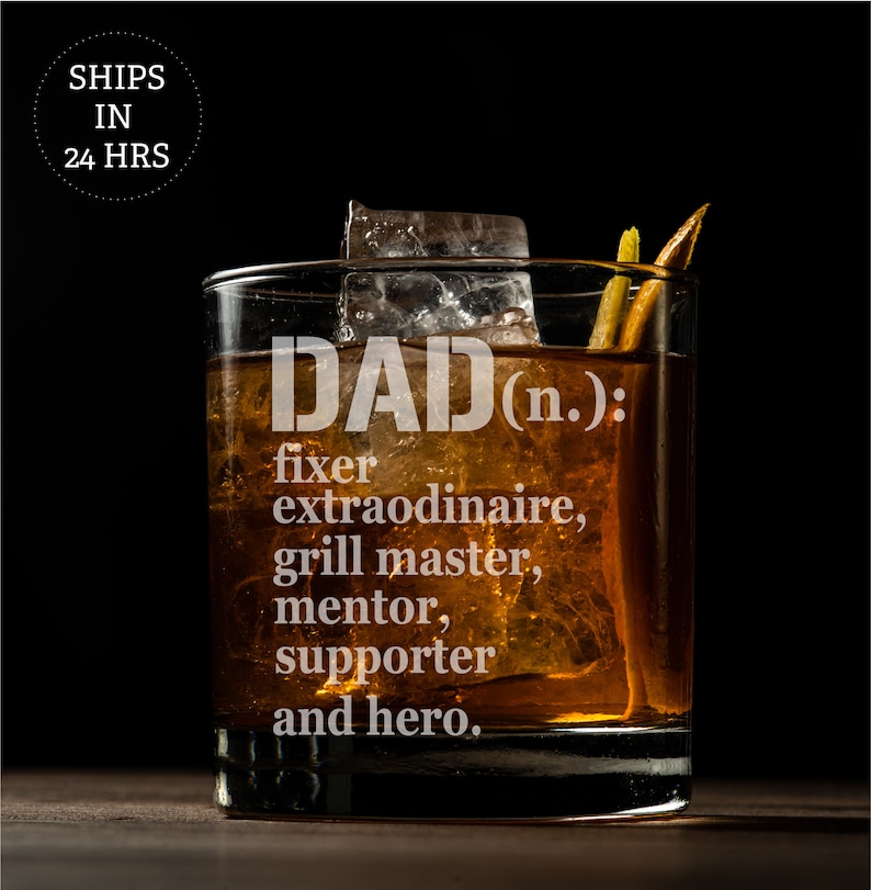 Raise a glass to Dad with our engraved whiskey tumbler. A heartfelt Father's Day gift, customizable with his name. Cheers to the best Dad ever.