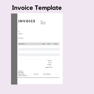 Invoice Template, Printable Invoice,  Business Invoice Form, Billing Form for Purchases, Digital Invoice Design