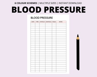 Blood Pressure Log Book Printable, High Blood Pressure Tracker, Medical Printable, Hypotension Tracking, BP tracker, Heart Rate Tracking