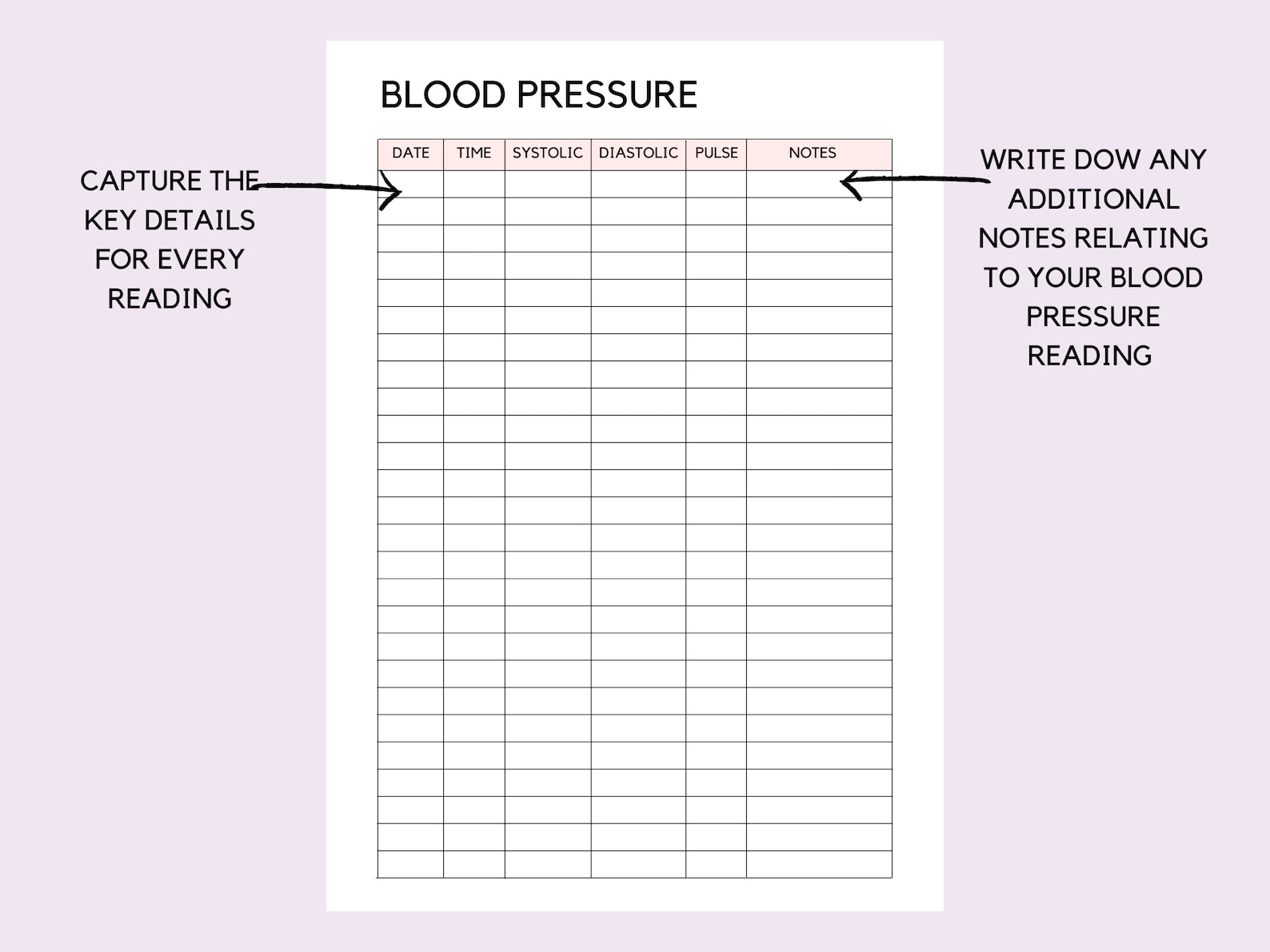 Blood Pressure Log Book Printable, High Blood Pressure Tracker, Medical