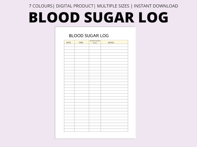 Blood Sugar Log Printable Blood Sugar Reading Tracker Blood Glucose Blood Sugar Log Printable Blood Sugar Reading Tracker Blood Glucose