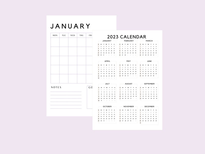 Monthly Blank Calendar Simple Calendar Minimalist Portrait - Etsy