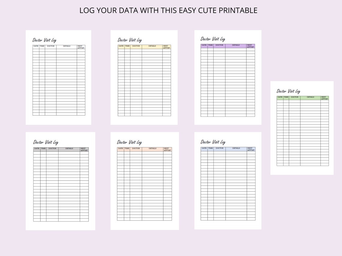 Doctor Visit Log, Doctor Visit Tracker Printable, Doctors Appointments