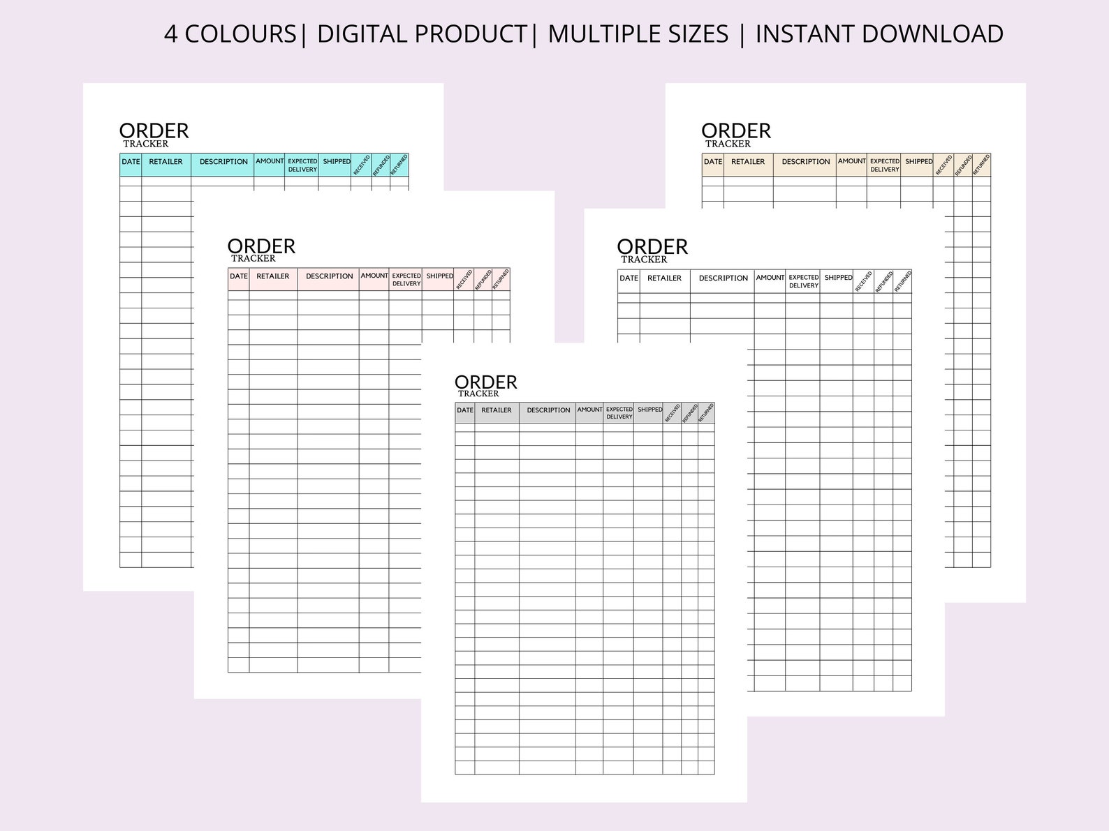 Order Tracker Planner Printable | Online Order Tracker | Shopping ...