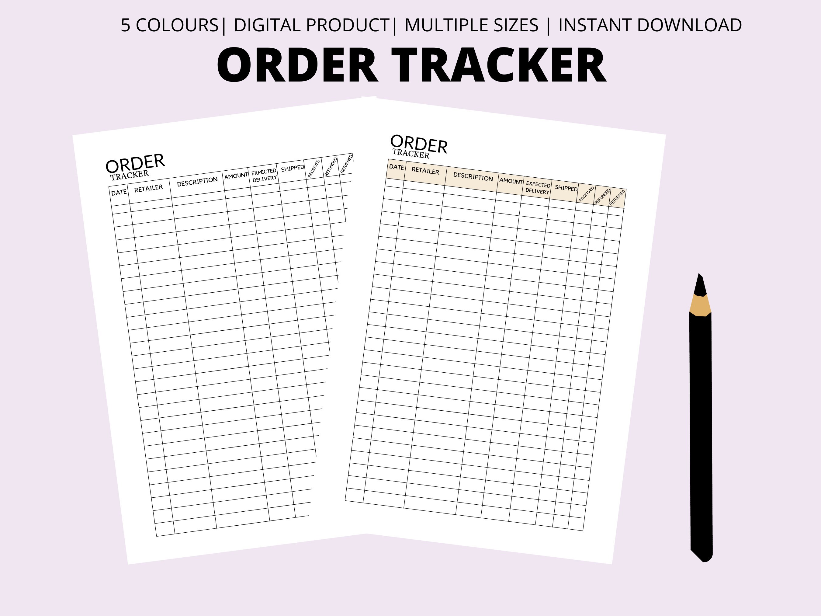 Order Tracker Planner Printable Online Order Tracker Etsy