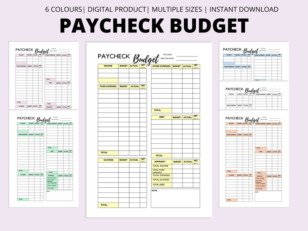 Paycheck Budget Template Printable, Paycheck Budget Overview Printable, Budget Binder, Budget ...