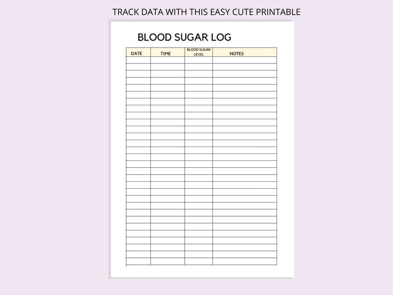 Blood Sugar Log Printable, Blood Sugar Reading Tracker, Blood Glucose ...