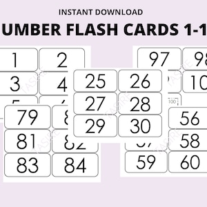 Cartões flash numéricos 1-100, cartões imprimíveis para creches, materiais educacionais pré-escolares para crianças, educação domiciliar e creches, EYFS, contagem