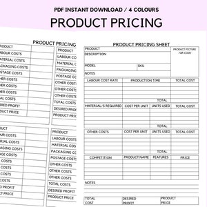Product Pricing, Item Pricing, Small Business Product Price Calculator, Business Costs, Small Business Planner, Printable, A4 and Letter PDF