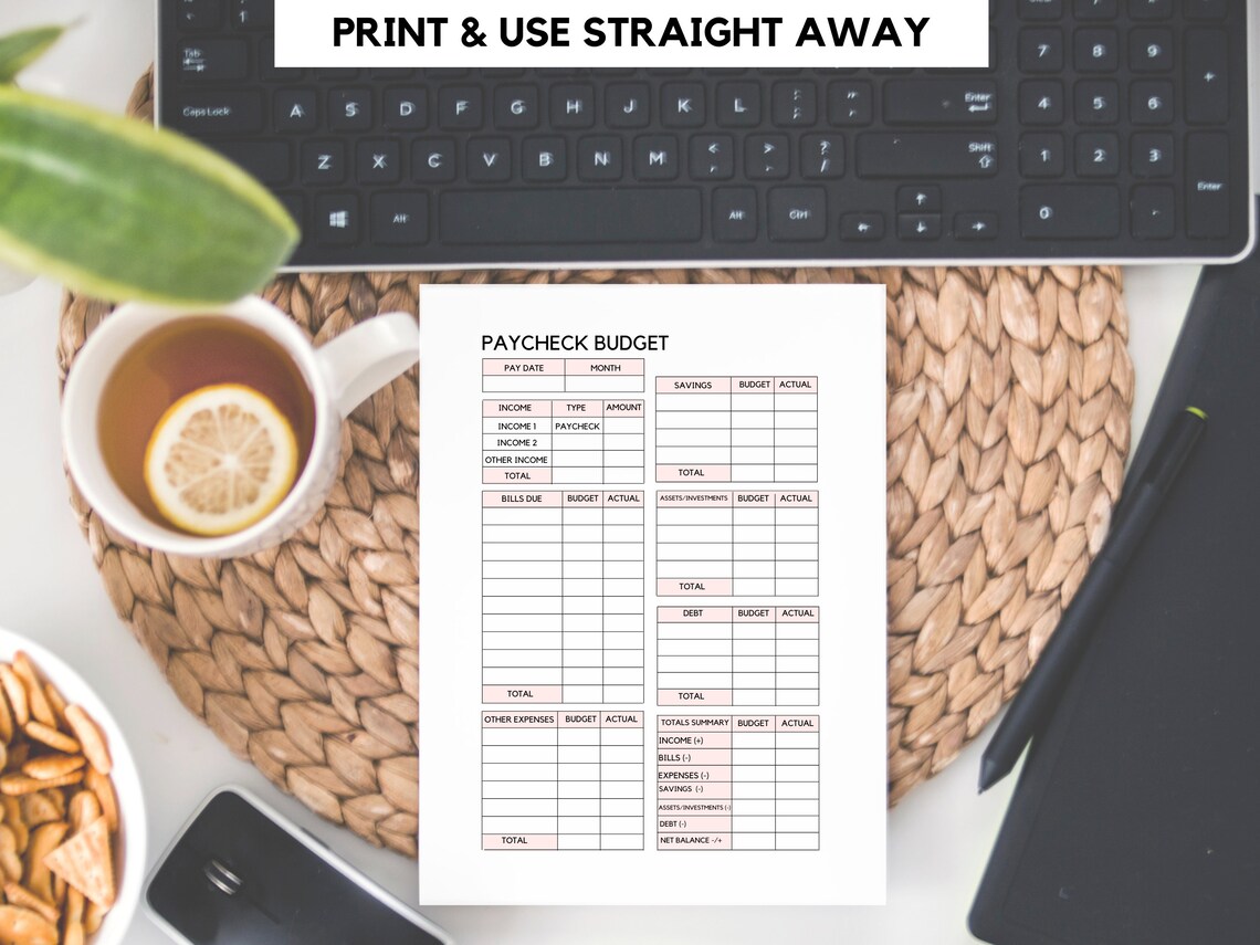 Paycheck Budget Planner Printable | Weekly Budget Template | Paycheck ...