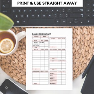 Paycheck Budget Planner Printable | Weekly Budget Template | Paycheck ...
