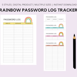 Password Log, Password Tracker Printable, PIY Password Organizer, Password Tracker, Password Printable PDF, A4 A5 Letter PDF