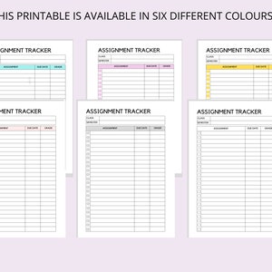 Assignment Tracker, Assignment Printable List, Student Study Planner ...