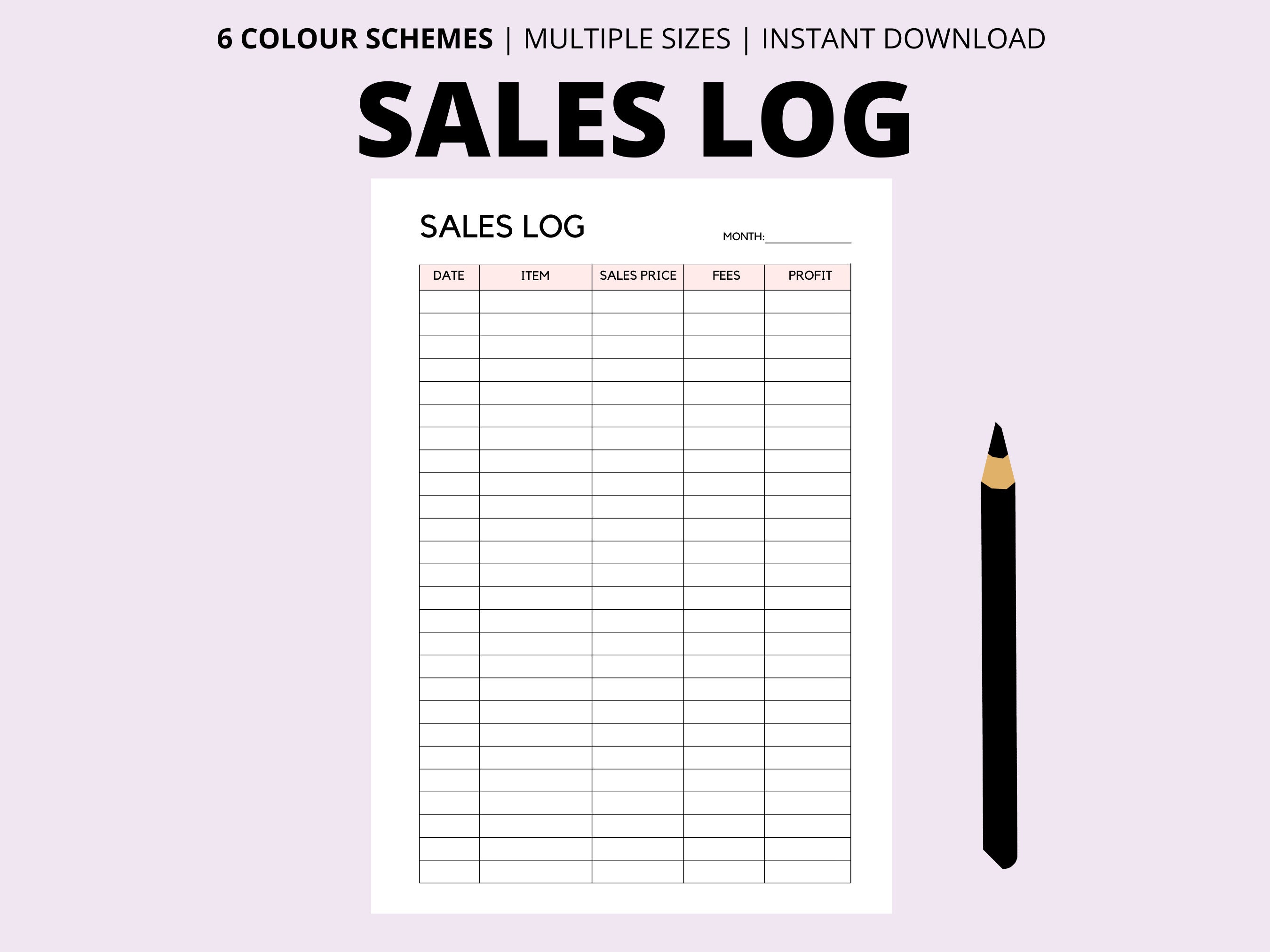 Sales Log Printable, Sale Profits Tracker, Sale Recorder, Orders Log ...