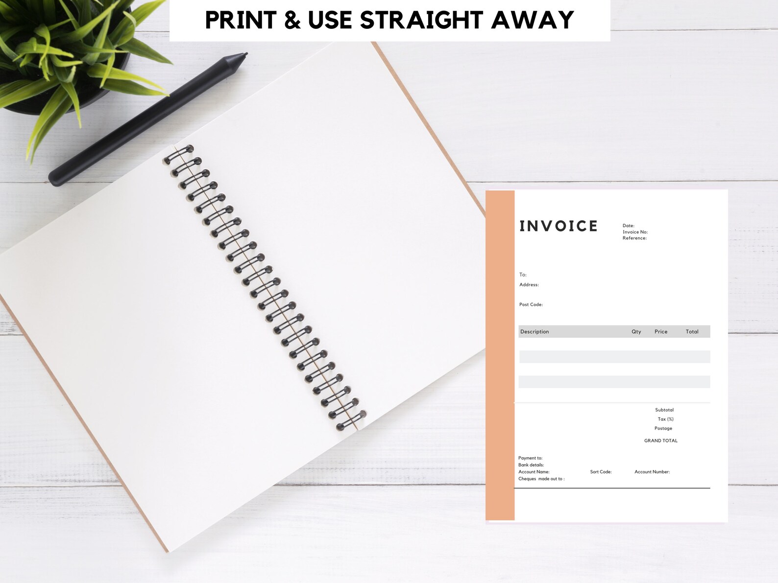 Invoice Template Printable Invoice Business Invoice Form - Etsy UK