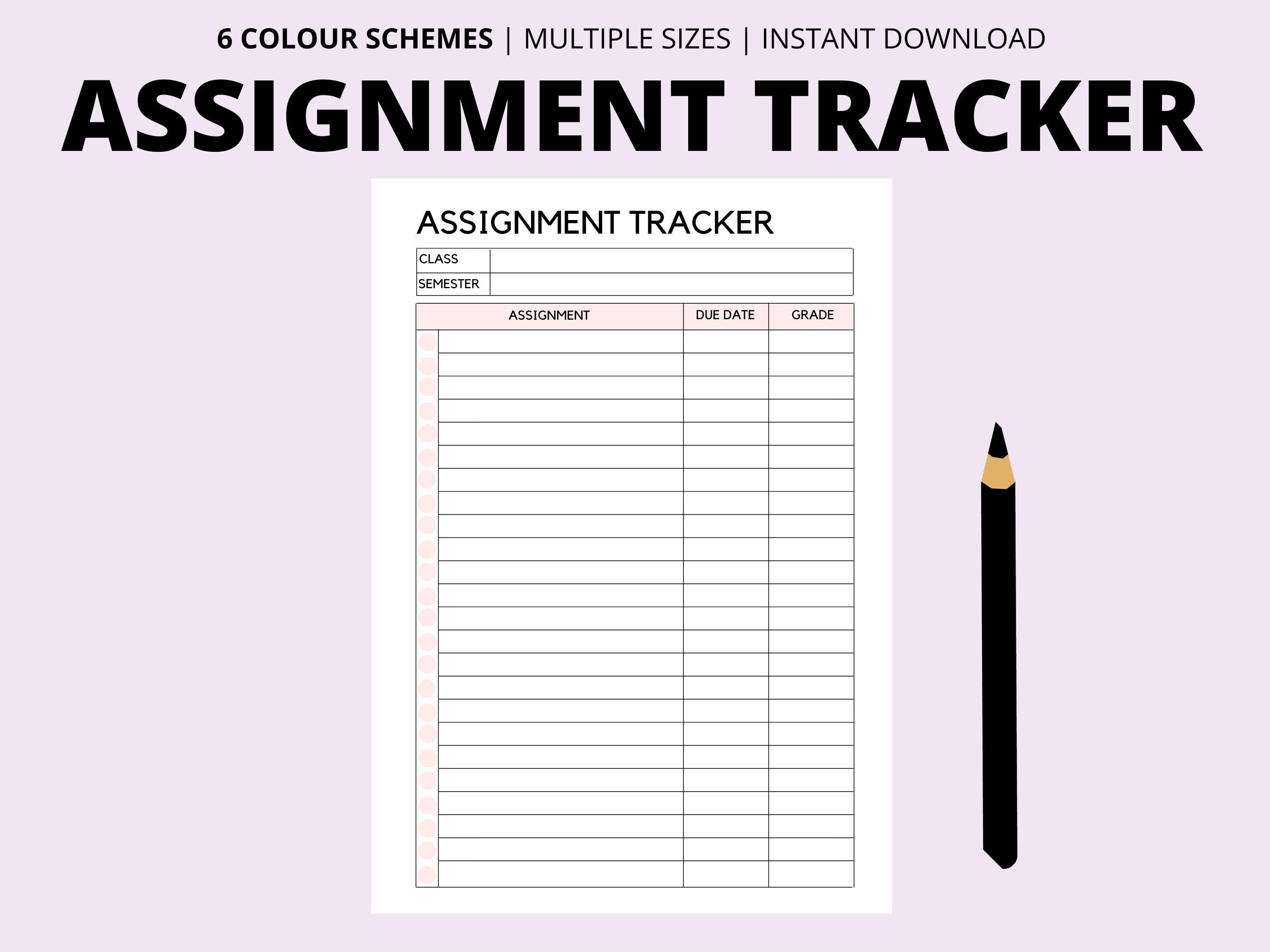 Assignment Tracker, Assignment Printable List, Student Study Planner ...