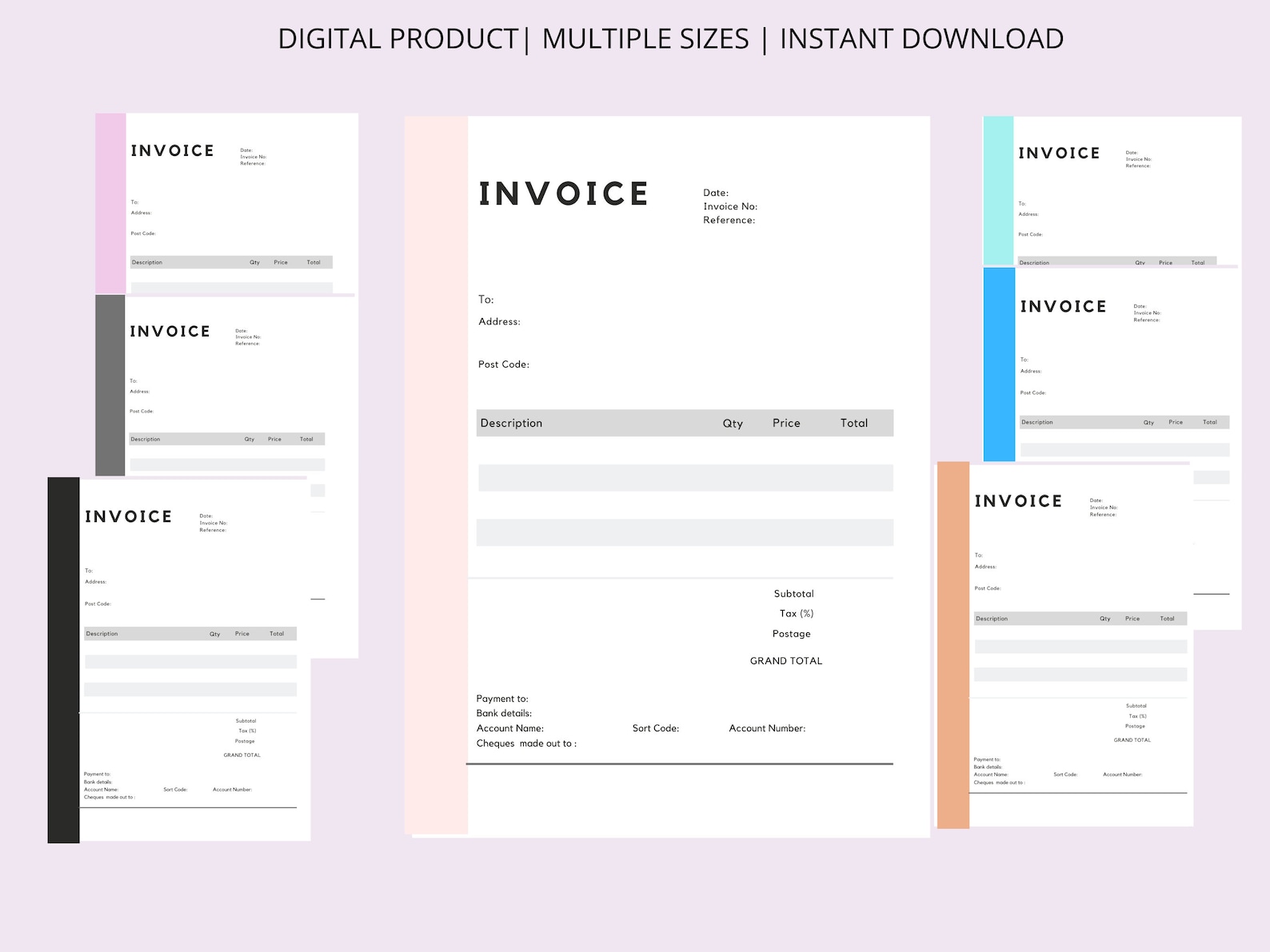 Invoice Template, Printable Invoice, Business Invoice Form, Billing