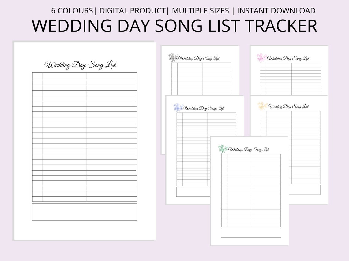 Blank Wedding Song List Minimalist Song List Tracker image 1