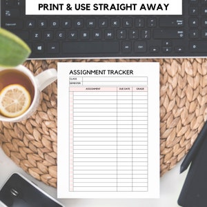 Assignment Tracker, Assignment Printable List, Student Study Planner ...