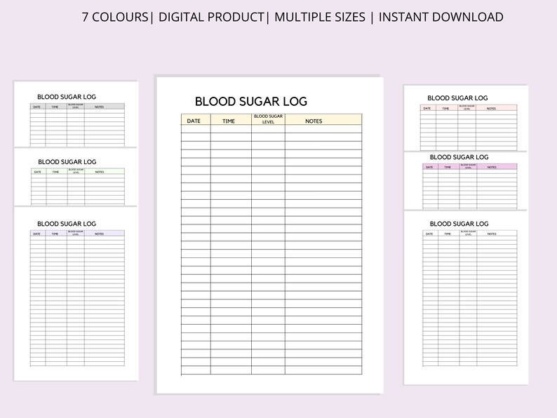Blood Sugar Log Printable, Blood Sugar Reading Tracker, Blood Glucose ...