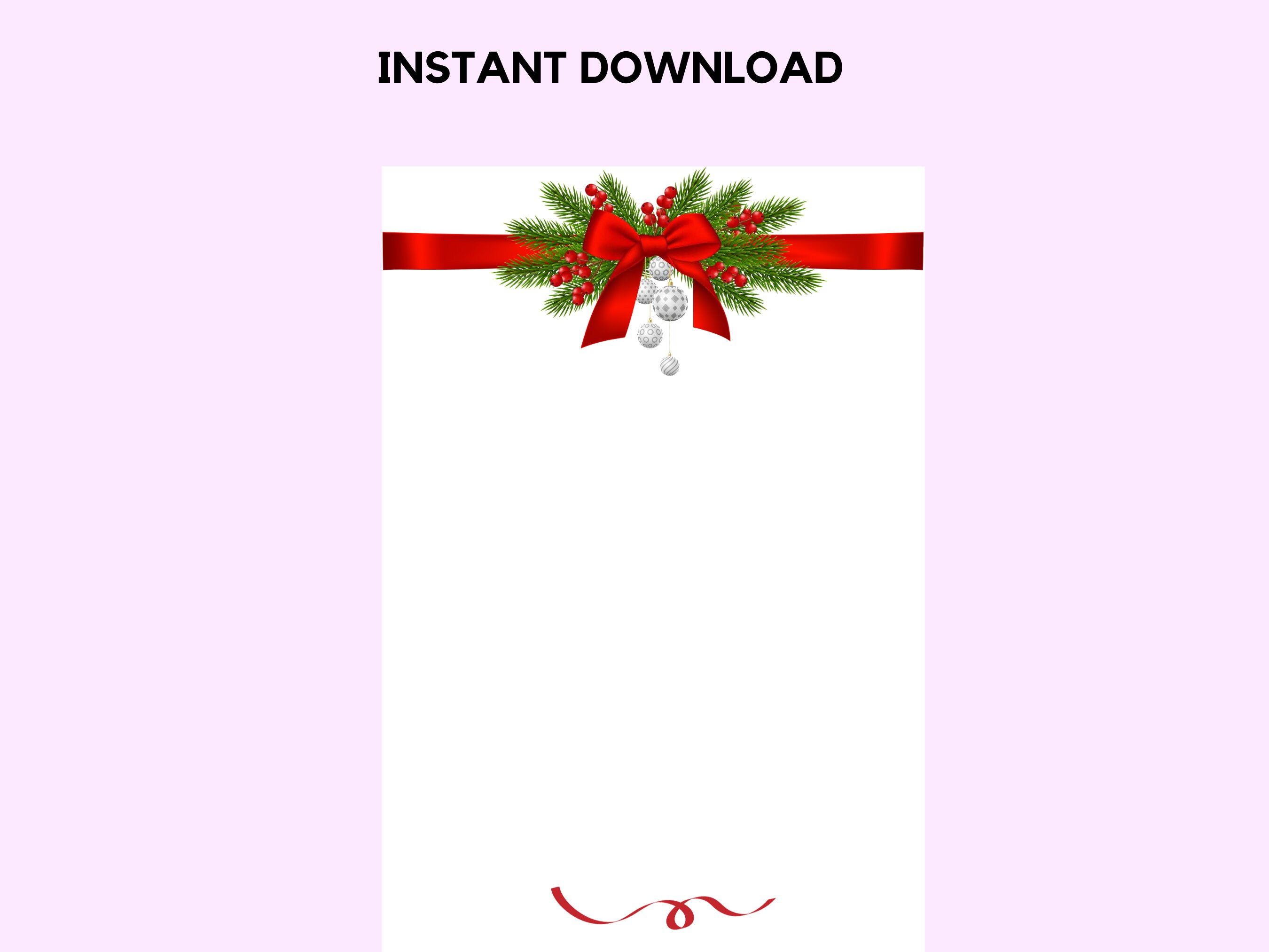 Printable Christmas Letter Border Digital Download Holiday Letter ...
