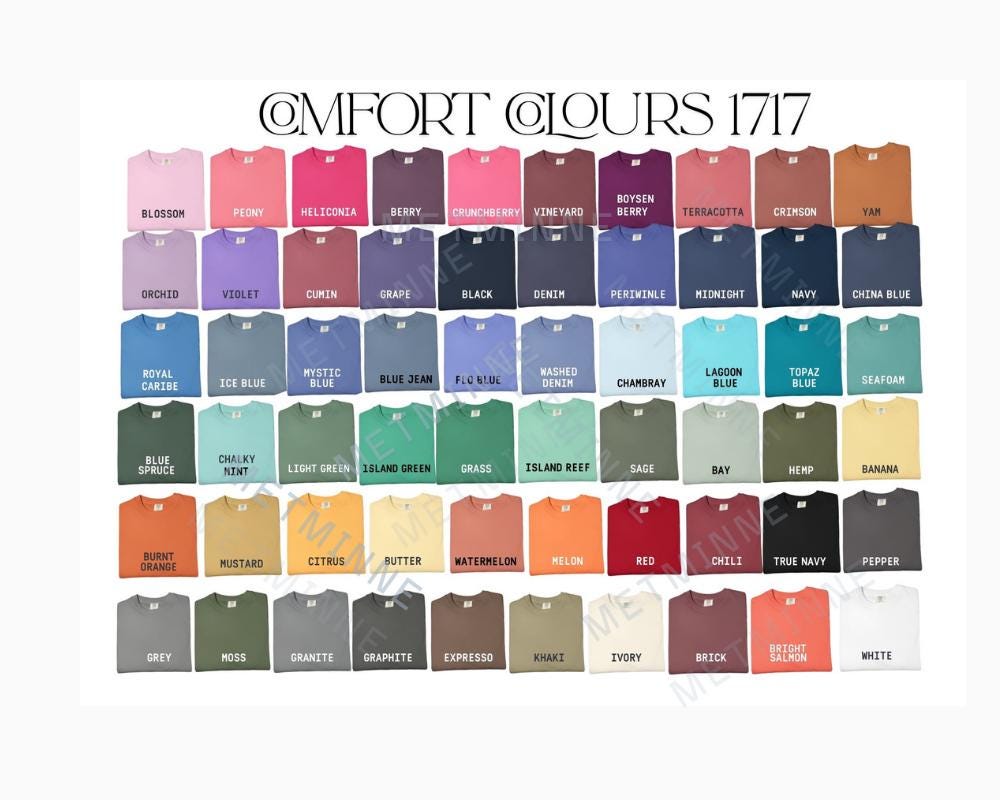 Comfort Colors 1717 Color Chart Bundle, 1717 Color Chat, Comfort Colors ...