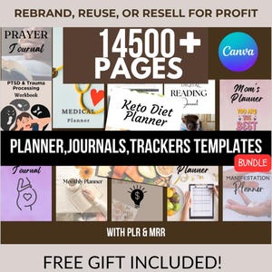 14,500+ Editable Canva Templates Bundle | Planners, Journals, Trackers | 300+ PLR Templates with Master Resell Rights | DFY Digital Product