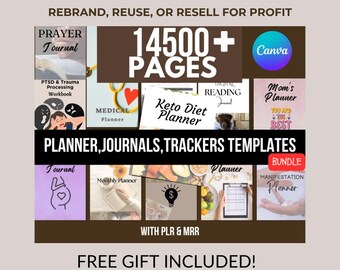 14,500+ Editable Canva Templates Bundle | Planners, Journals, Trackers | 300+ PLR Templates with Master Resell Rights | DFY Digital Product