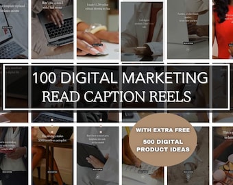 100 Faceless Reels with Hooks & Captions | Canva Templates for Digital Marketing | PLR MRR | Resellable DFY Content Bundle For Social Media