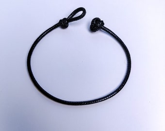 Zwarte armband voor mannen, Koordarmband voor surfers, Valentijnscadeau voor echtgenoot, Verjaardagscadeau broer, Waterdichte armband, Hippiearmband