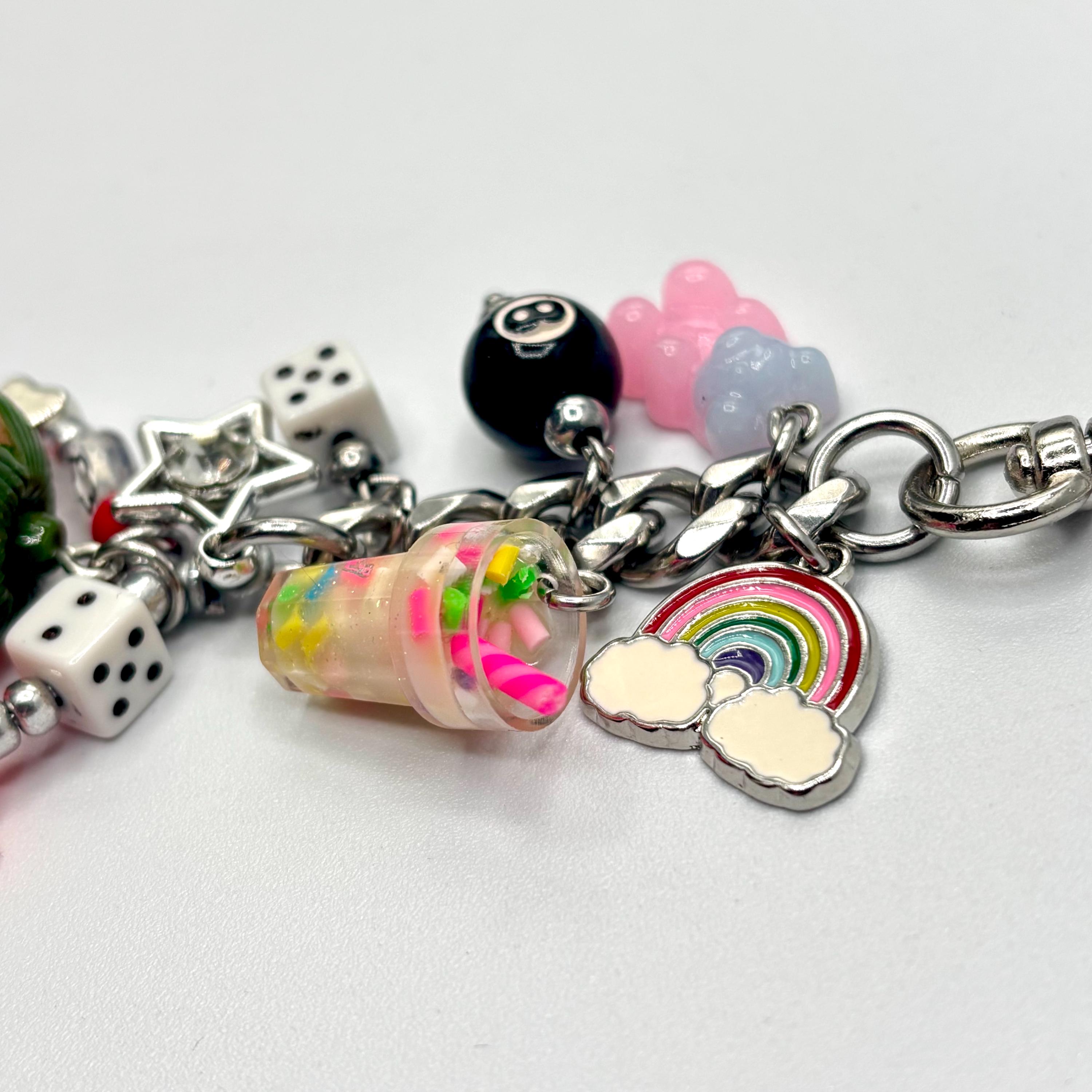 Mini Milkshake Keychains Strawberry Milkshake Keychain With Eight Ball. Fruit and Gummy Bear Bag ...