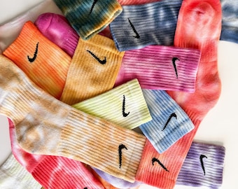 ICY Personalized Nike Batik Socks Hand-dyed sports socks in various  colors sizes Colorful unisex socks