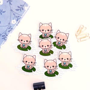 ICY Katze mit Bubble Tea Sticker | Kawaii Aufkleber Boba Cat | Sticker für Notizbücher, Laptop, Jounal etc.