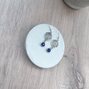 Hanging earrings mystical | 925 silver earrings with blue stone | Handmade earrings