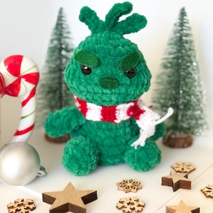 ICY Baby Grinch Plush Toy | Crocheted Amigurumi Stuffed Animal Christmas | Christmas Grinch