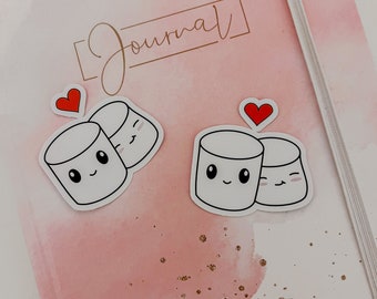 Kawaii Marshmallow Stickers | Valentine's Day Stickers | Stickers for Couples