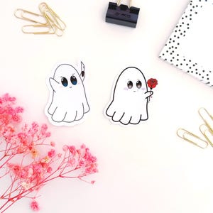 Pegatinas de fantasmas lindos de ICY | Pegatinas kawaii de Halloween | Diseño lindo y espeluznante | Juego de pegatinas o pegatinas individuales para diario, coleccionismo, cuaderno.