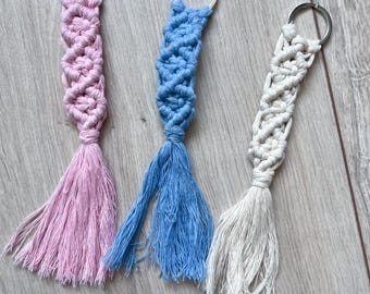 Portachiavi in macramè ghiacciato | Ciondolo con nodo di diamanti | Ciondolo portachiavi in macramè in vari colori