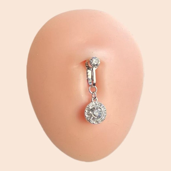 Zircon Clip On Belly Button Navel Ring, Fake Belly Button Ring, No Pierce Belly Button Ring, Unisex Clip on Belly Button Rings