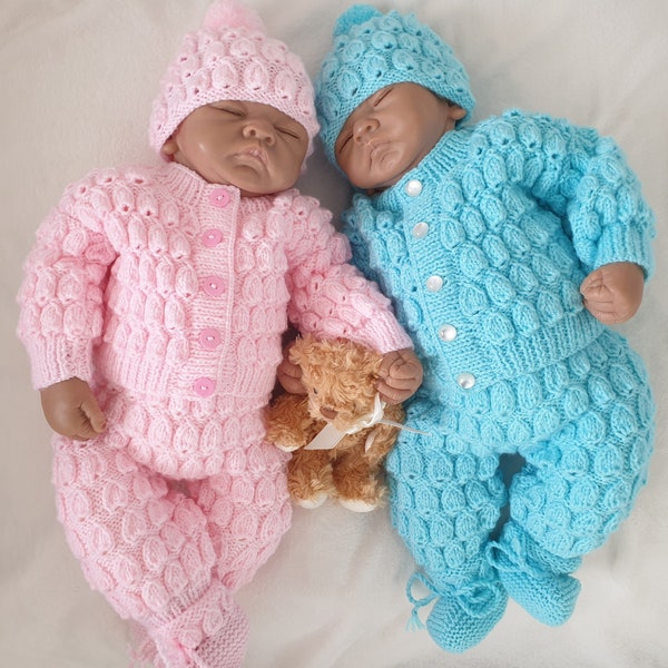 Knitting Pattern SR009 *DK Baby Set* Cardigan, Trousers, Hat & Bootees* 3 sizes * Premature to 3 month baby * Reborn Doll 16-22" * Boy/Girl