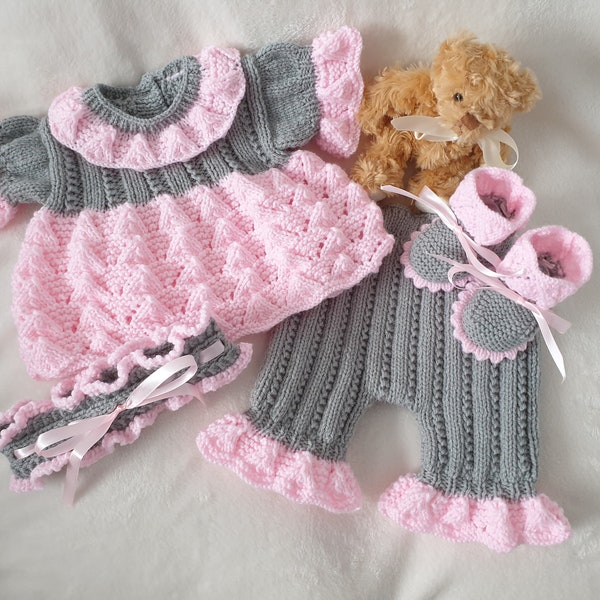 Knitting Pattern SR019 *DK Baby Girl* Angel Top, Frilled Shorts, Headband & Bootees *3 sizes* Premature - 3 Month Baby * Reborn Doll 16-22"