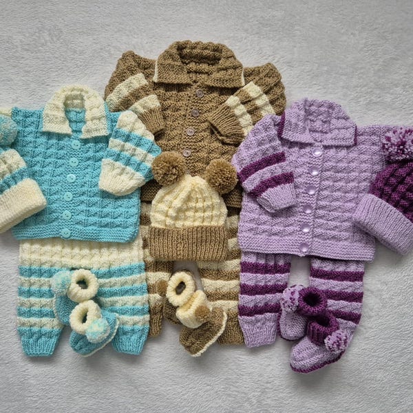 Knitting Pattern SR047 * Cuffed Trousers, Jacket, Hat & Boots * 3 sizes  ** 14", 16", !8" Chest ** Boy or Girl