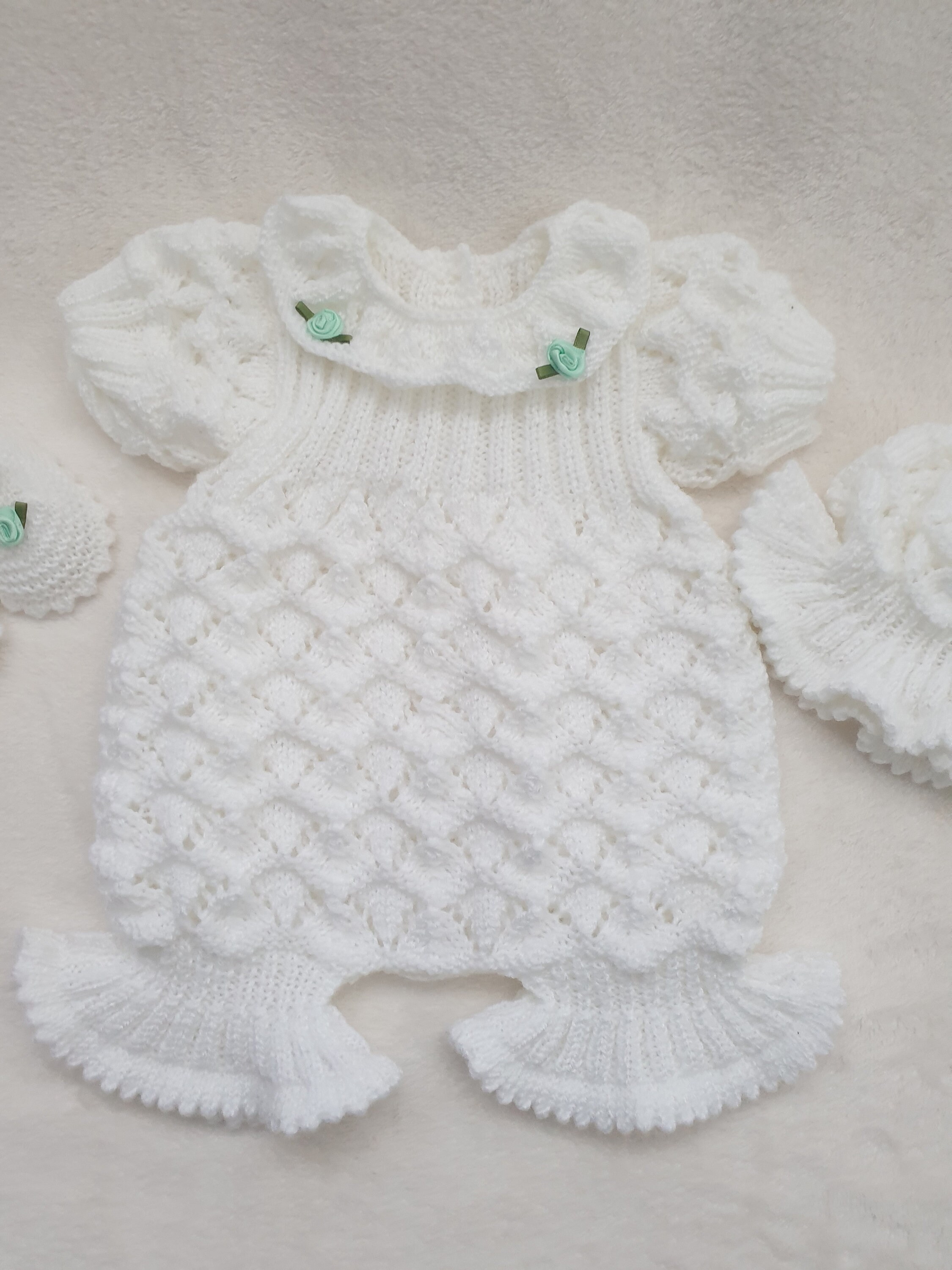 Knitting Pattern SR030 Baby Girl Set Romper Sun Hat & Etsy UK