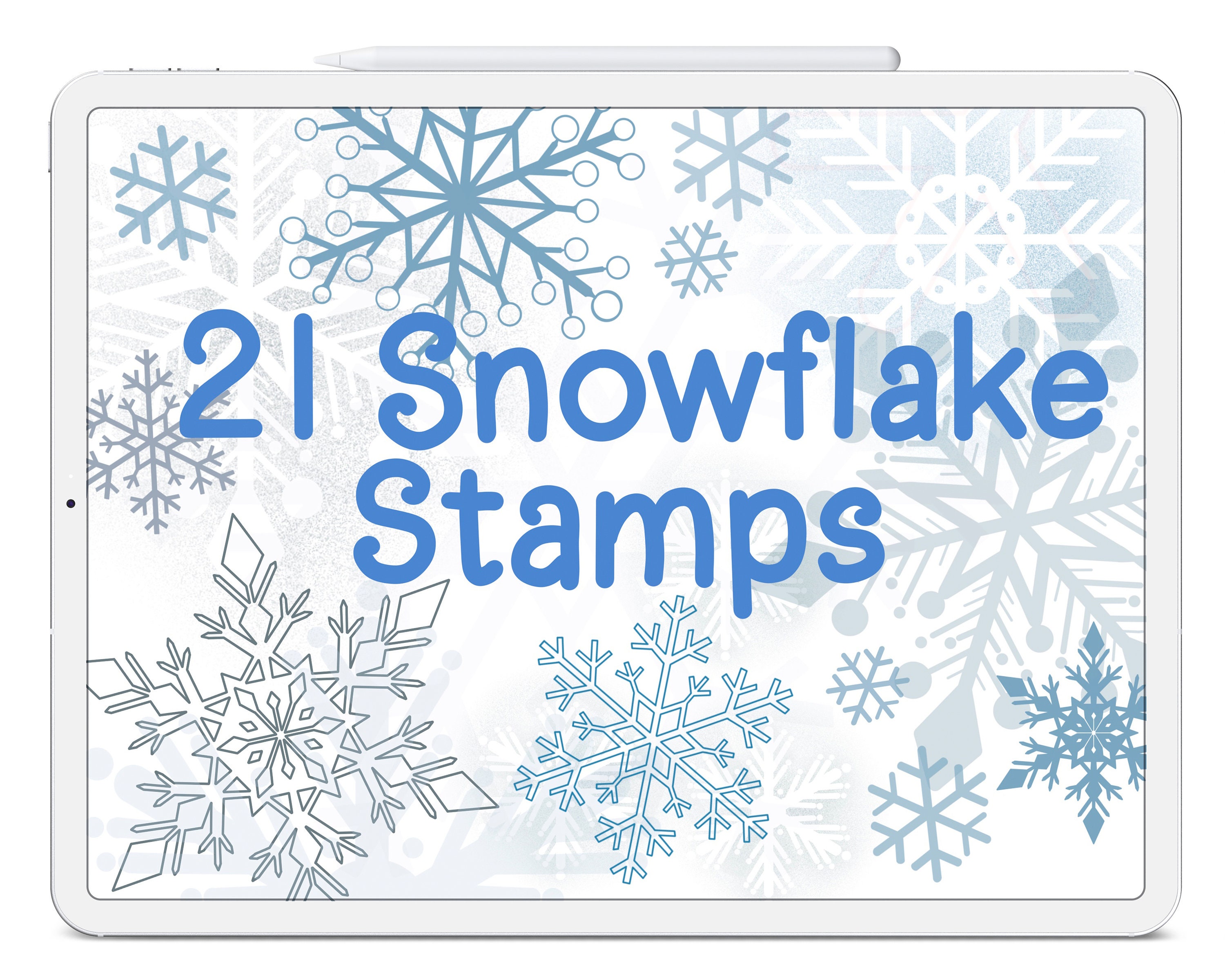 25 Snowflake Stamps Procreate, Fineline Procreate Snow Stamps,  Snowflakestencil, Christmas Procreate Stamps, Intricate Snowflakes 